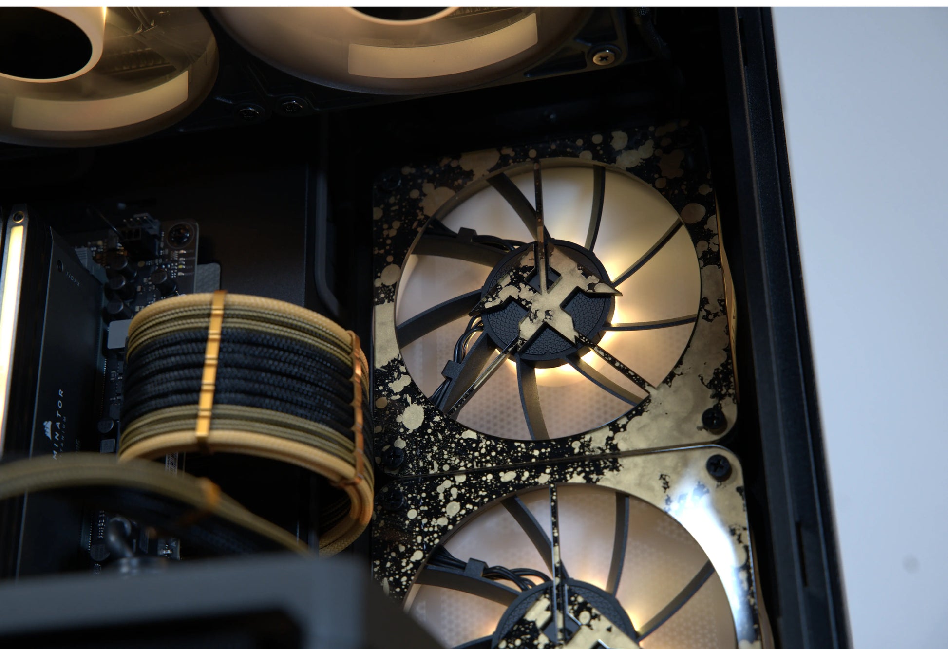 Close up of Custom Fans on a Premium Custom PC In Montreal, Canada.